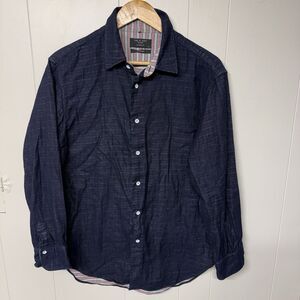 Rag & Bone Classic Fit Double Layer Long Sleeve Button Down Shirt Blue Men M EUC